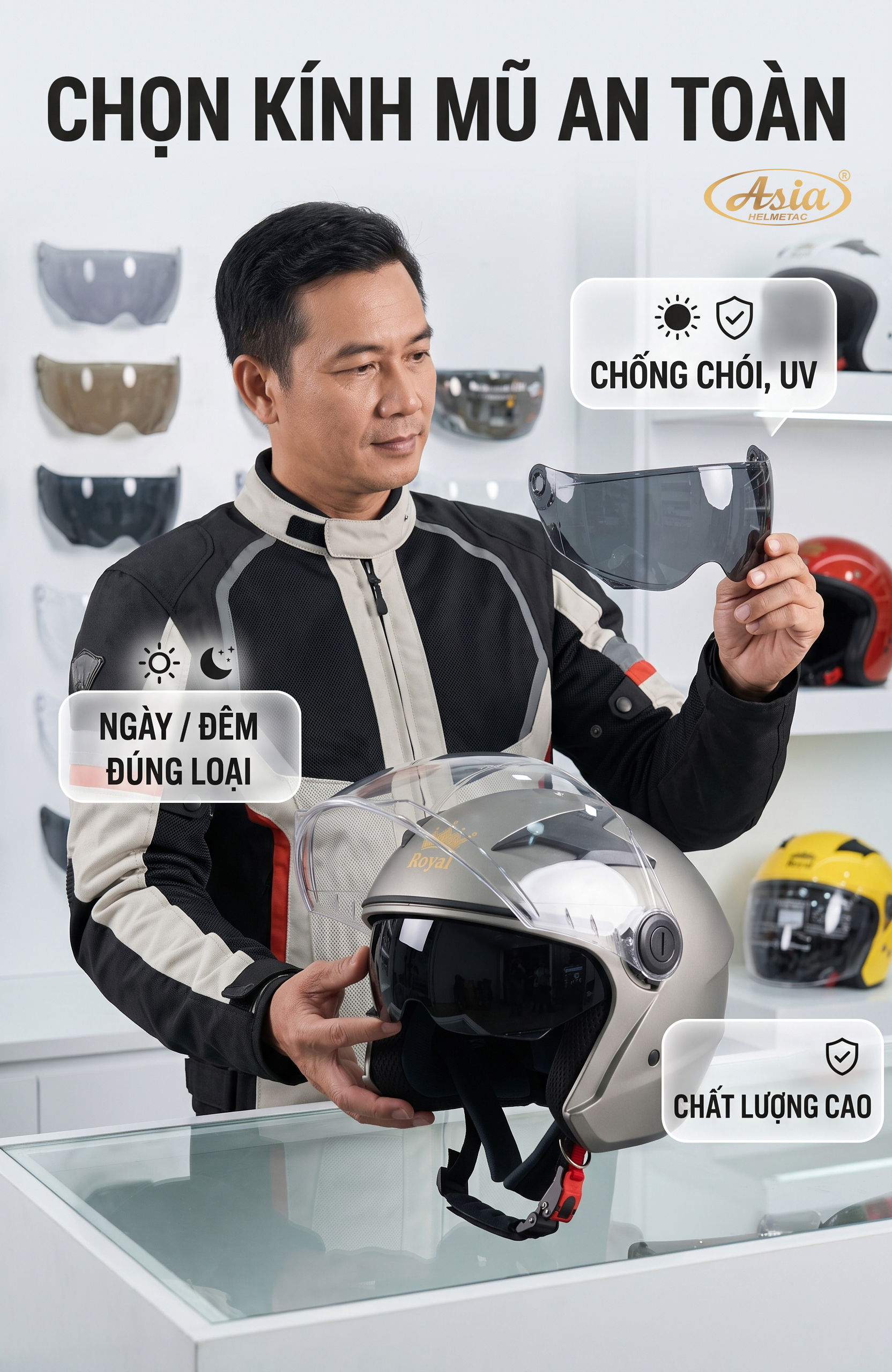 Chọn kính mũ Fullface đúng cách để lái xe an toàn hơn